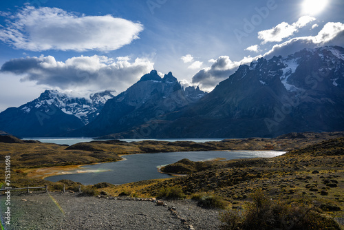 Scenic view of a lake in the Andes in Patagonia