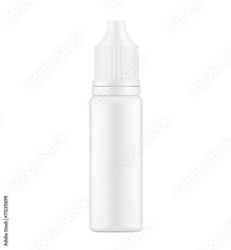 Bottle mockup for vape, eye or nasal drops isolated on white background. Vector illustration. Can be used to present cigarette liquid, medical and other needs. EPS10.