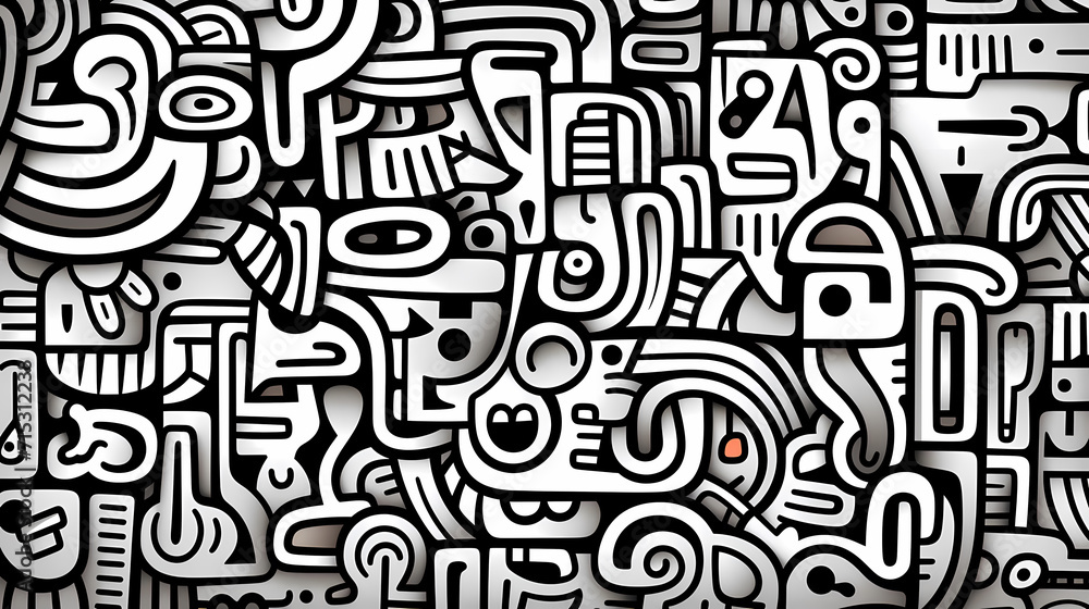 Funny doodle seamless pattern, artistic background Funny doodle seamless pattern, artistic background