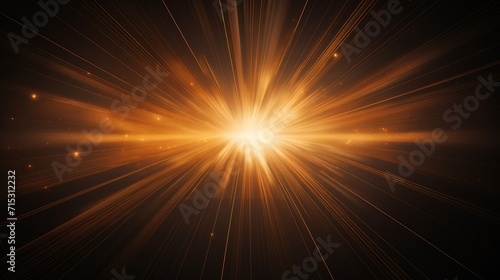 Glistening sunbeams illuminate dark canvas: radiant light rays on black background