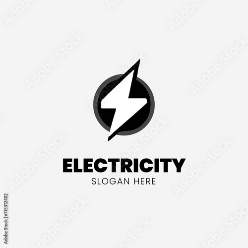 Electrical simple logo in black and white color. Generative AI.