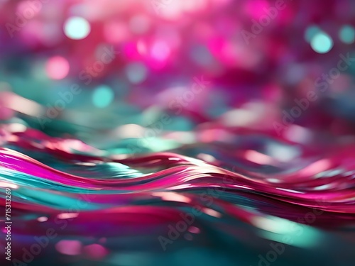 Abstract vibrant magenta and aqua color mix bokeh background,dynamic swirling brush strokes