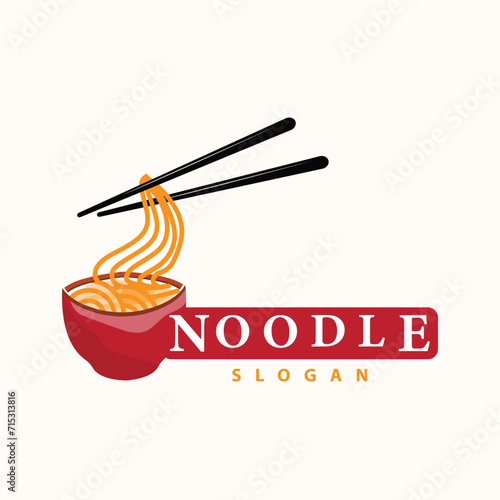 Noodle logo vector traditional japanese food ramen noodles restaurant brand silhouette design template