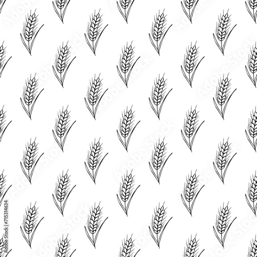 Seamless pattern with wheat doodle for decorative print, wrapping paper, greeting cards, wallpaper and fabric