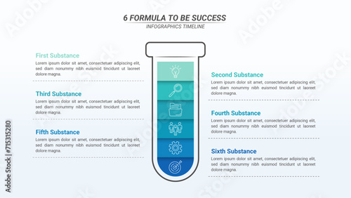 Success Formula Infographic With 6 Steps and Editable Text for Business Plans, Business Research, and Website Design.