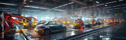 A contemporary car assembly plant embodies the latest advancements in technology.