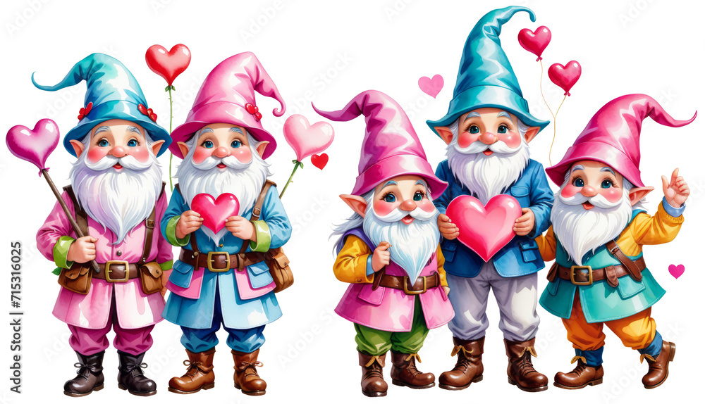 collection cute gnome with transparent background