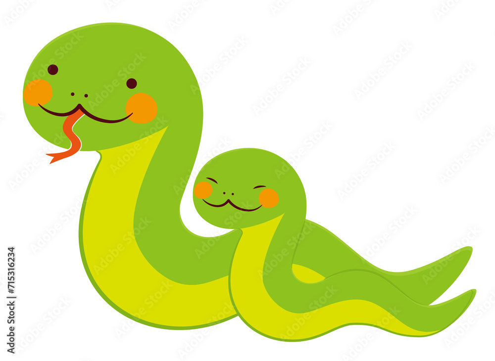 蛇の親子のイラスト 蛇の親子のイラスト