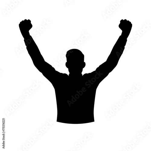 Silhouette of a person with both hands up vector isolated.