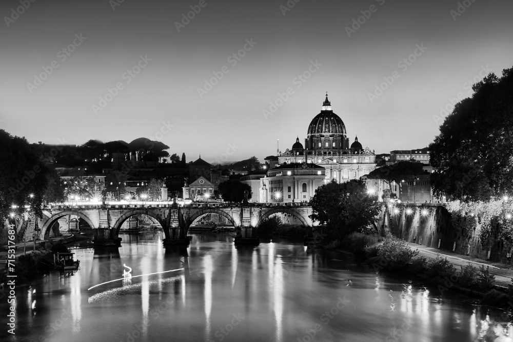 Vatican basilica at sunset Rome Italy	