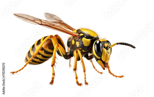 Yellow Jacket Wasp, A Skilled Flier Wearing the Colors of Nature Alertness on a White or Clear Surface PNG Transparent Background.
