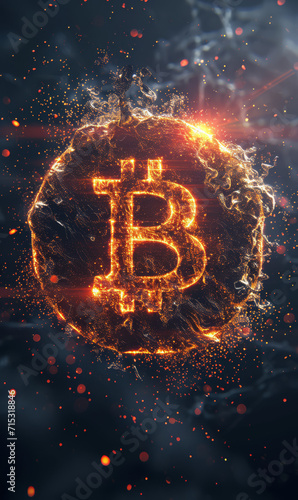 An electrified Bitcoin logo as ancient coin, crackling with energy. © Jan
