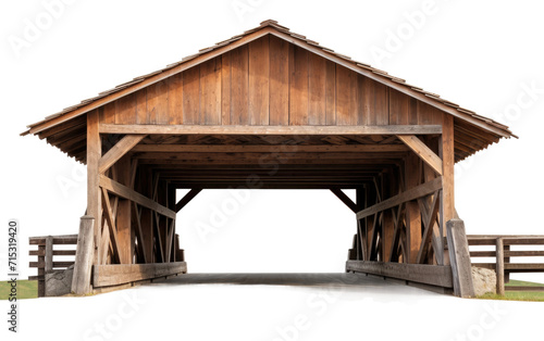 The Covered Wooden Bridge, A Timeless Path through Natural Beauty on a White or Clear Surface PNG Transparent Background.