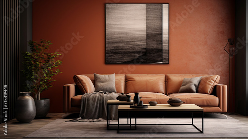 modern living room in brown color with sofa © Samvel