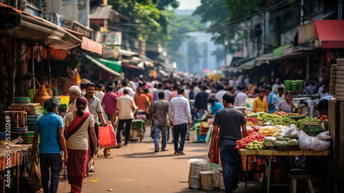 Bustling Market With Colorful Stalls photo