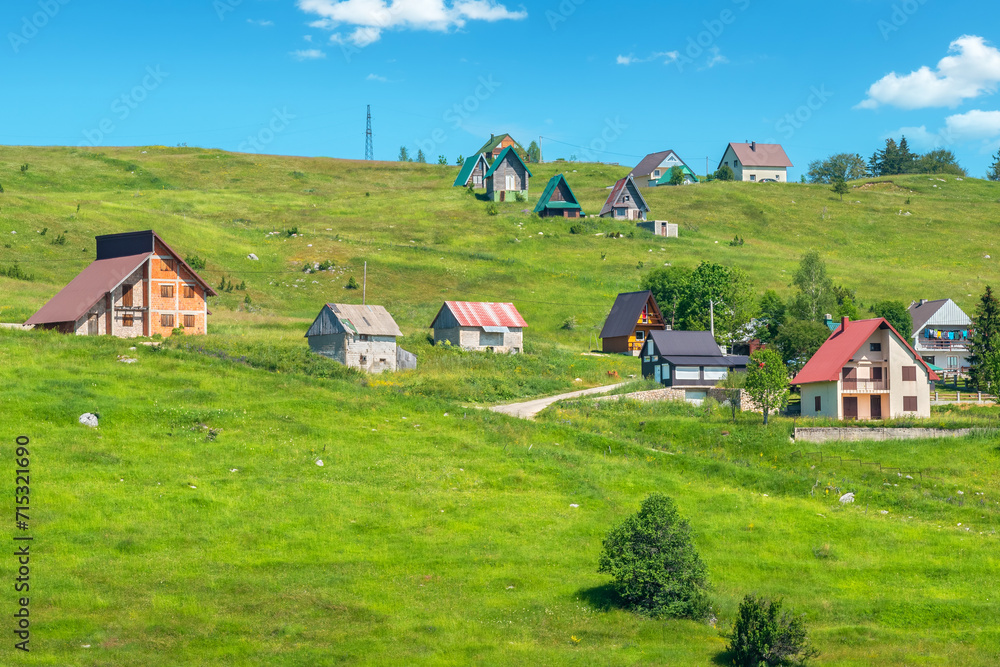 Sidehill houses in Zabljak. Durmitor, Montenegro