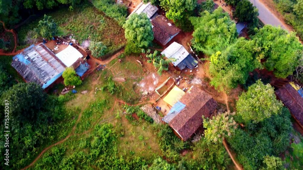 drone shot of a small indian village in rural India drone shot of a small indian village in rural India