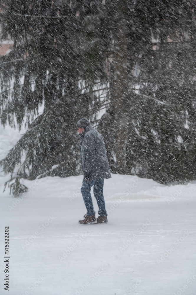Person out walking in cold snowy winter weather