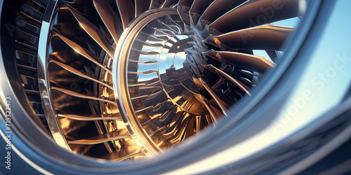 The Future of Aviation AI-Powered Aircraft Control System AI generated,,,A close-up of a jet engine, industrial machinery