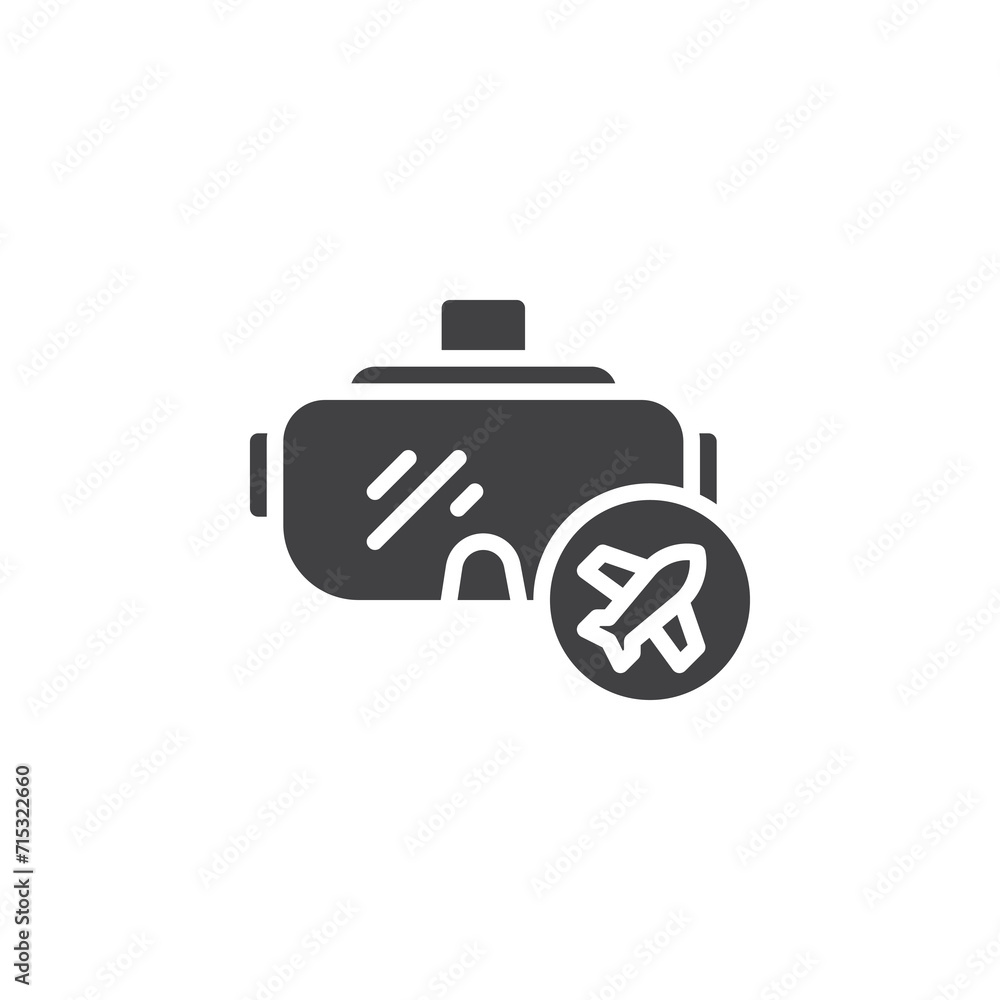 VR headset and airplane vector icon VR headset and airplane vector icon