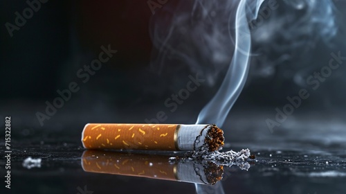 smoking cigarette on black