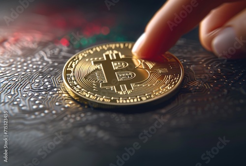 An image portraying a hand grasping a golden Bitcoin, symbolizing the virtual currency's value.
