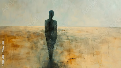 Lonesome Wanderer in the Desert Landscape