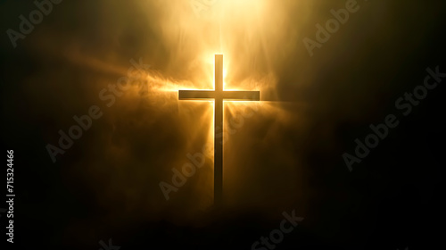 A cross illuminated by light. Jesus. Christianity