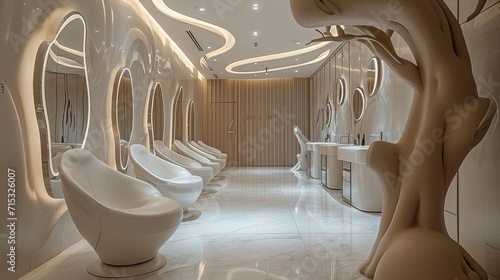 Interior design of a beauty salon, Luxurious vibes, Modern and contemporary. Generative AI. photo