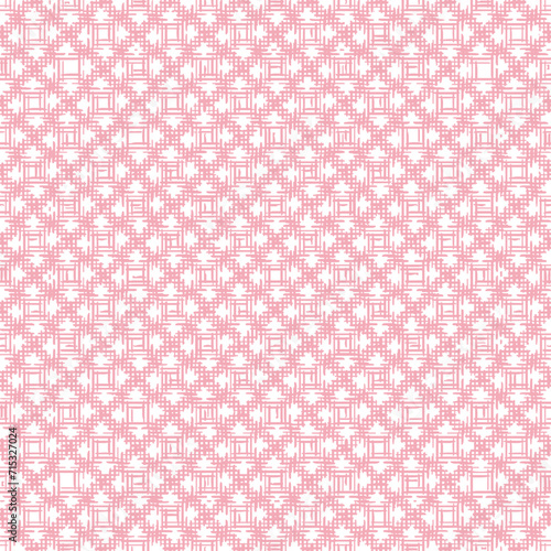 square ethnic geometric pink textured pattern on white background.white and pink geometric pattern for textile, wallpaper..,