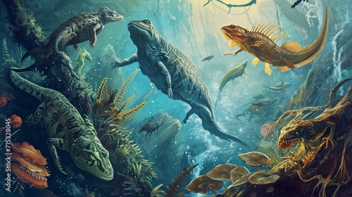 Parallel Evolution: Diverse Species Adaptations in a Mystical Aquatic Ecosystem photo