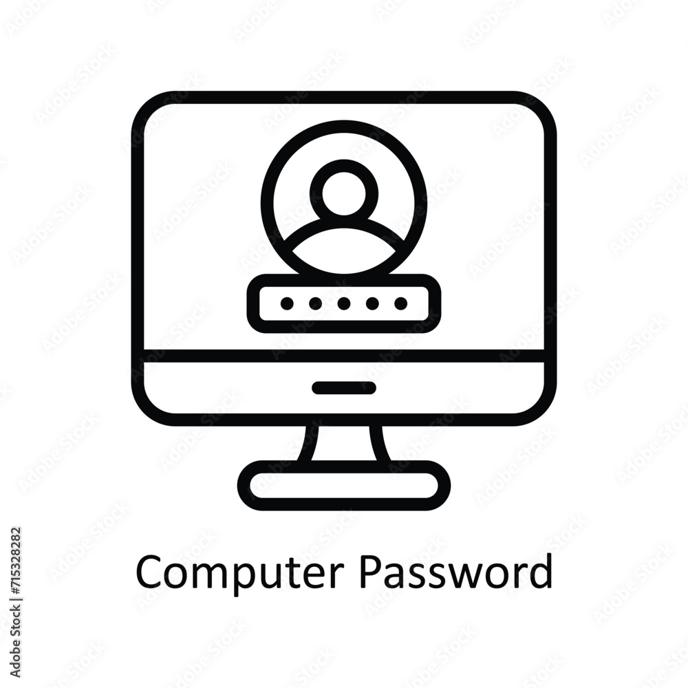 Computer Password vector outline icon style illustration. EPS 10 File Computer Password vector outline icon style illustration. EPS 10 File