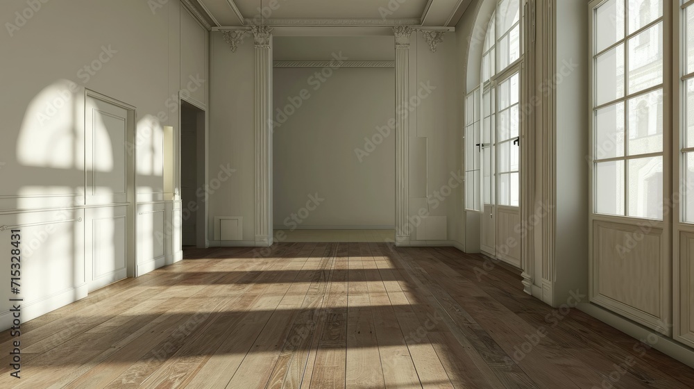 Fototapeta premium Explore the serene beauty of an empty interior room, inviting a canvas for personal expression and design, Ai Generated.