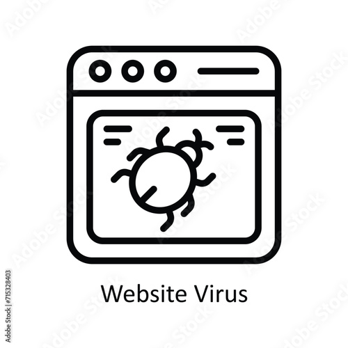 Website Virus vector outline icon style illustration. EPS 10 File