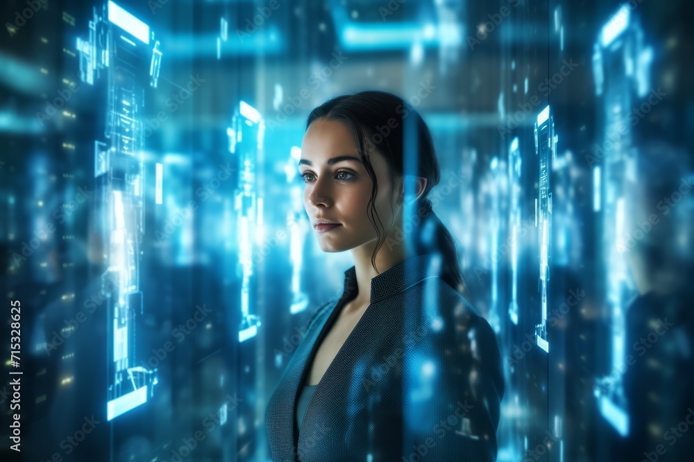 Businesswoman discussing digital transformation and the future of work, Generative AI Businesswoman discussing digital transformation and the future of work, Generative AI