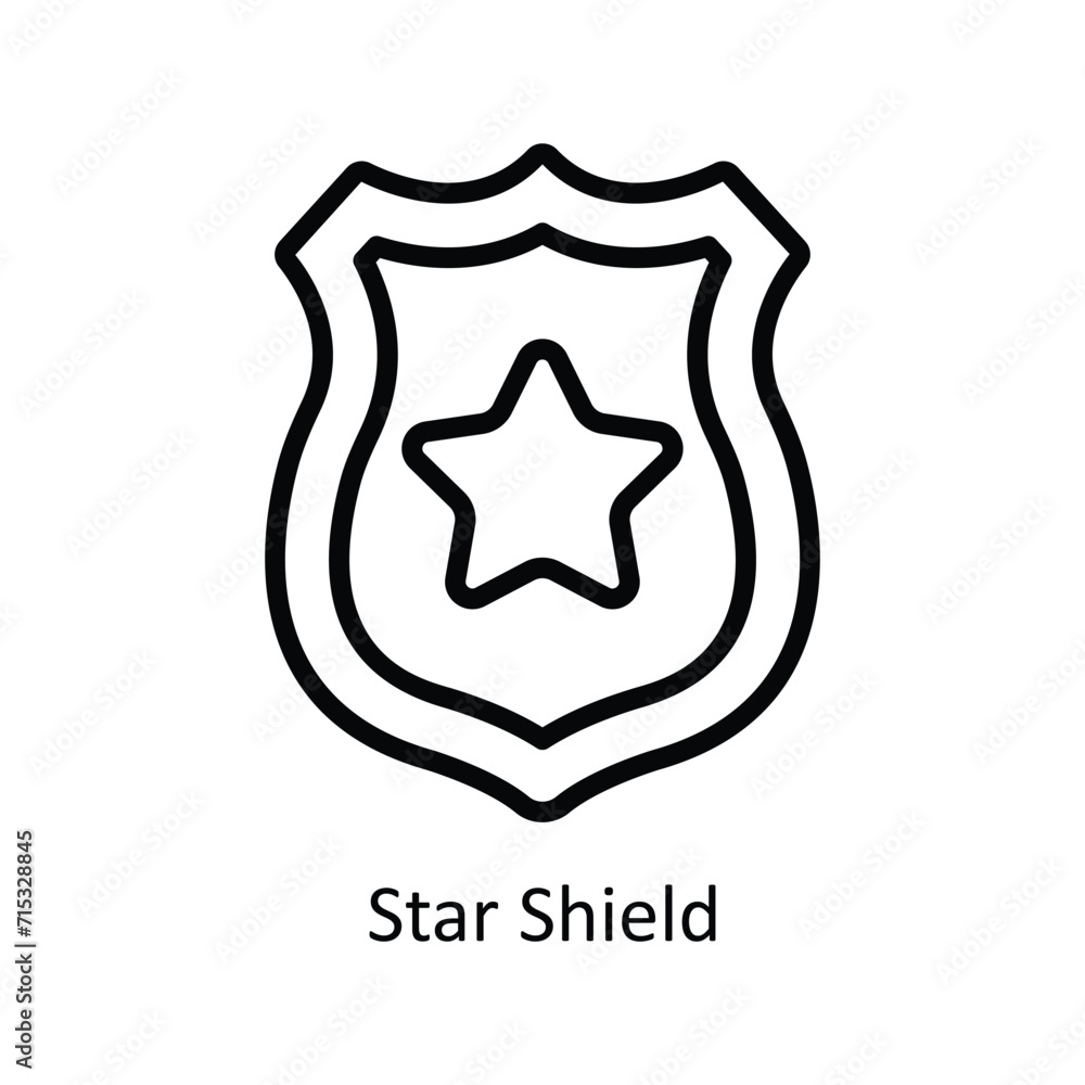Star Shield vector outline icon style illustration. EPS 10 File Star Shield vector outline icon style illustration. EPS 10 File