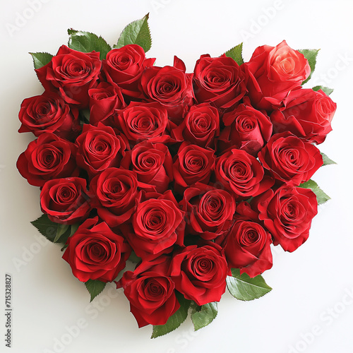 a heart of red roses in the form of a bouquet on a white background on Valentine s day