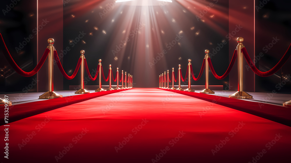 Luxurious and elegant red carpet staircase, holiday awards ceremony event Luxurious and elegant red carpet staircase, holiday awards ceremony event