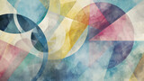 Modern artistic background with abstract geometric shapes in soft pastel watercolor