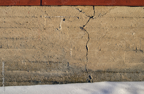 Crack in the foundation of the house