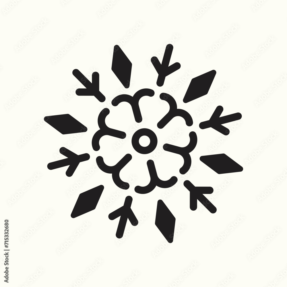 Snowflakes simple black line icons snow winter vector set Snowflakes simple black line icons snow winter vector set
