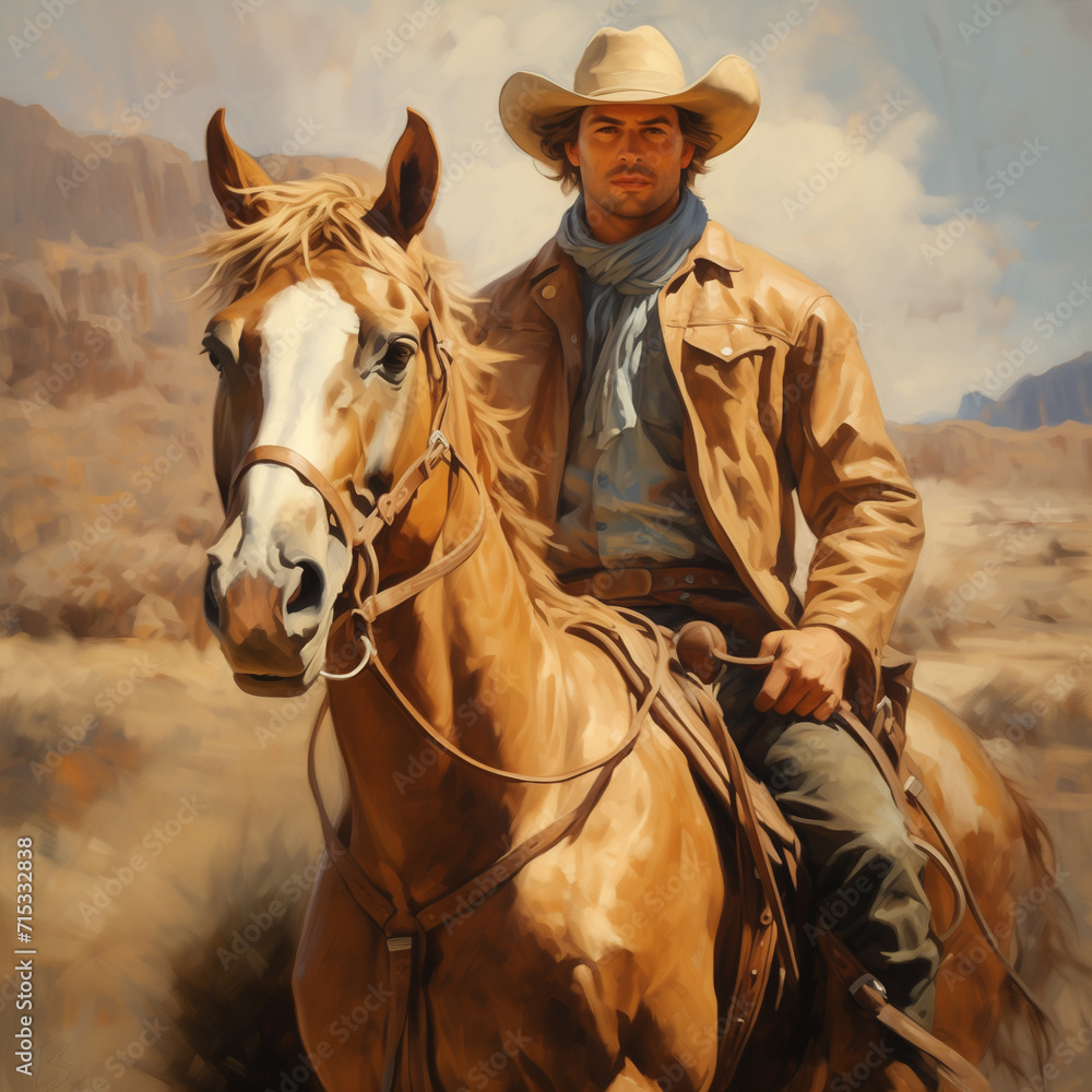 Obraz premium Cowboy riding a horse