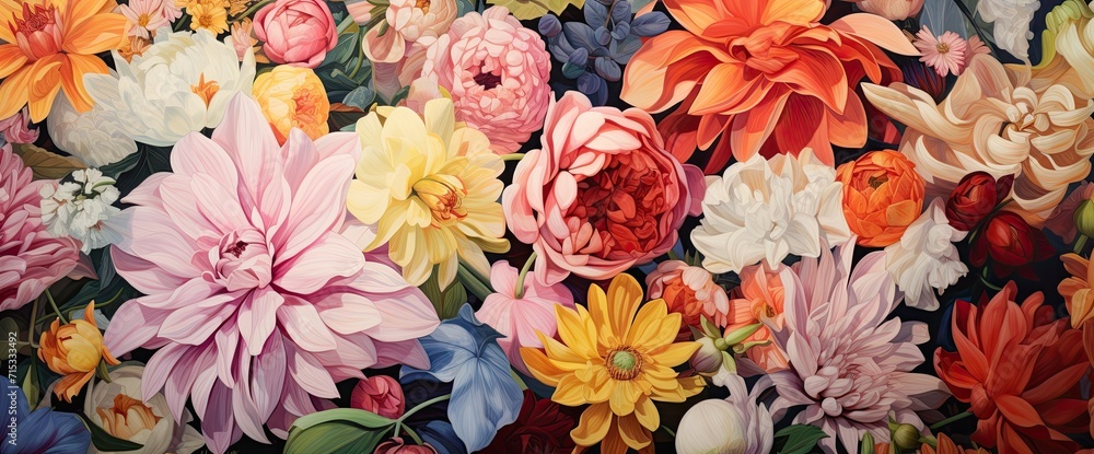 A close up of beautiful blooming flowers, floral background