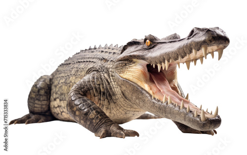 The Nature Predatory Power as an Alligator Devours its Meal on a White or Clear Surface PNG Transparent Background. © Usama
