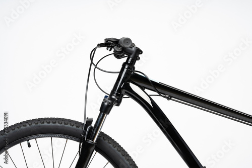 Black mountain bicycle isolated on white background