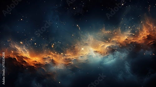 Abstract Beautiful Stunning Background Wallpaper Template of Nebula Sparkling Stars Stardust Galaxy Space Universe Astro Cosmos Milky Way Panorama Night Sky Fantasy Colorful Tone 16:9