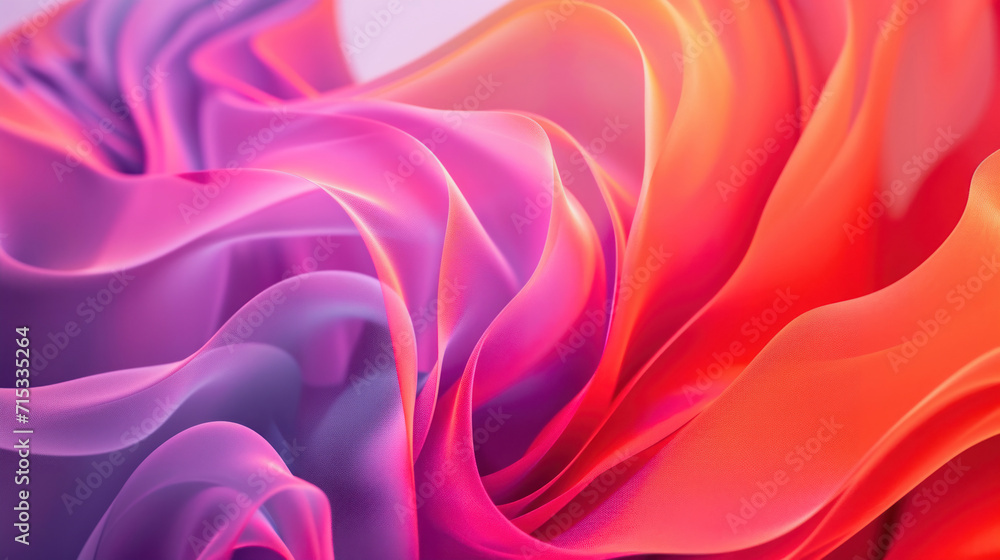 Obraz premium Purple, pink and orange flowing silk background. Concept of relaxing visuals and calming rhythms.
