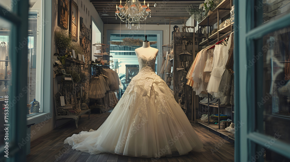 Fototapeta premium Luxurious dress in an elite salon for a wedding