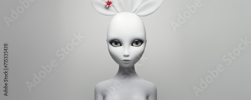 Easter bunny-girl on dark background