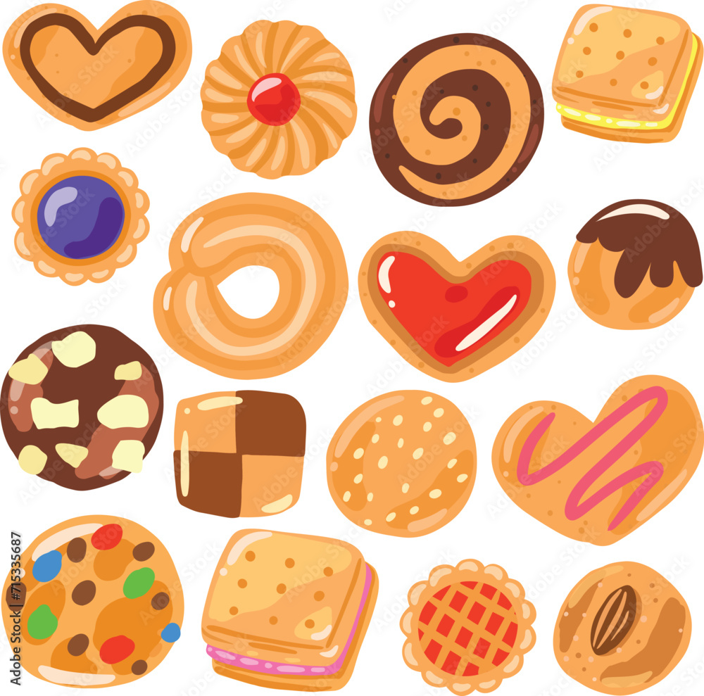 delicious cookies biscuit variety cookies baked element delicious cookies biscuit variety cookies baked element